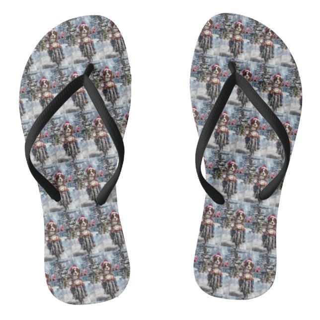 Brittany Spaniel Dog Riding Motorrad Weihnachten Flip Flops (Fußbett)