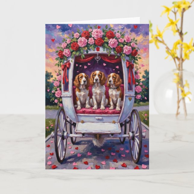 Brittany Spaniel Dog Valentine's Day  Karte (Gelbe Blume)