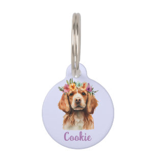 Brittany Spaniel Dog Watercolor Blume Haustiermarke