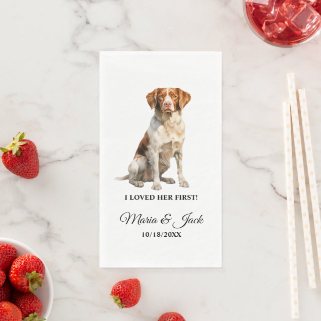 Brittany Spaniel Dog Wedding Dinner Serviette (Beispiel)