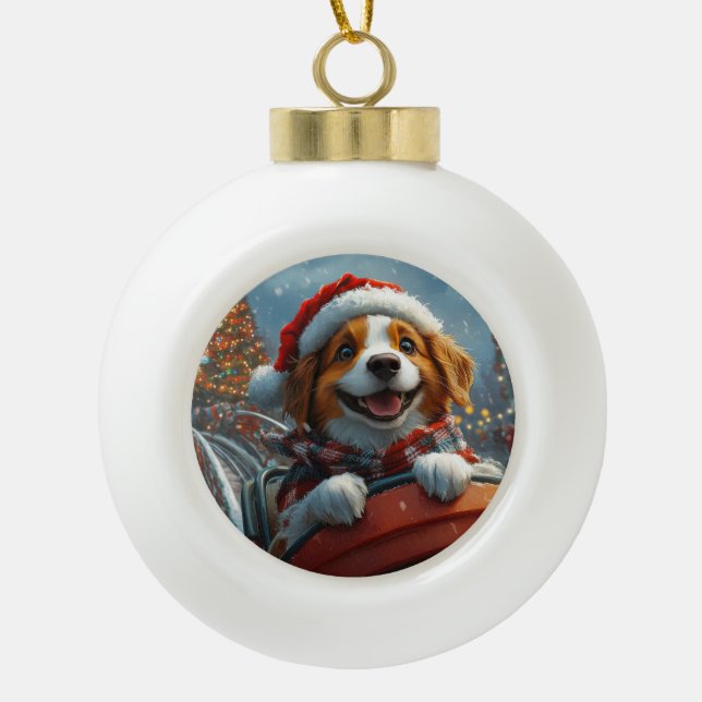Brittany Spaniel Dog Weihnachten Keramik Kugel-Ornament (Vorderseite)