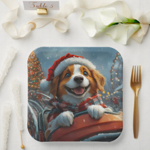 Brittany Spaniel Dog Weihnachten Pappteller