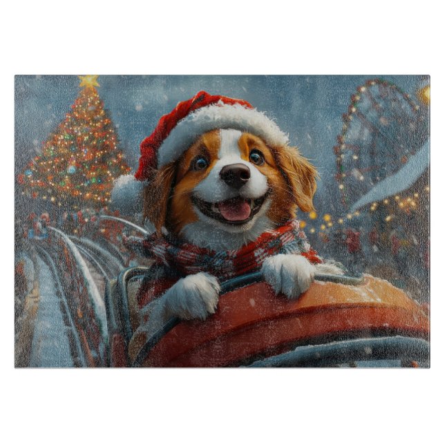 Brittany Spaniel Dog Weihnachten Schneidebrett (Vorderseite)