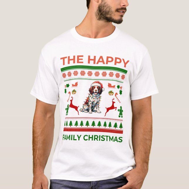 Brittany Spaniel Dog WeihnachtsHat Xmas T-Shirt (Vorderseite)
