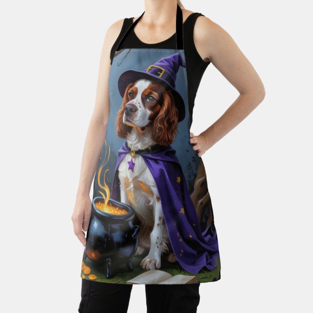 Brittany Spaniel Dog Whimsical Halloween Malerei Schürze (InSitu)