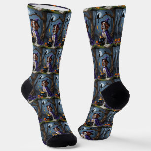 Brittany Spaniel Dog Whimsical Halloween Malerei Socken