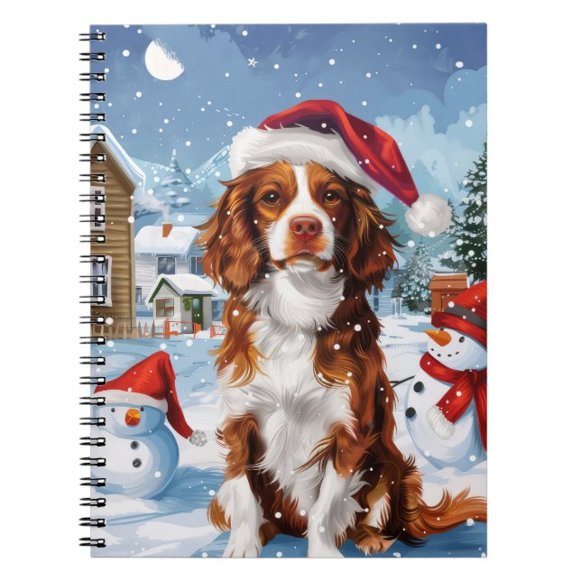 Brittany Spaniel Dog Winter Wonderland Weihnachten Notizblock (Vorderseite)