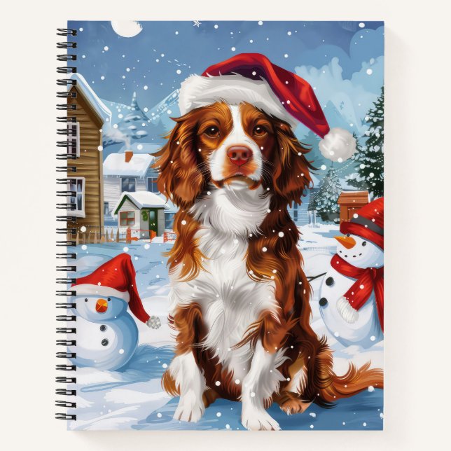 Brittany Spaniel Dog Winter Wonderland Weihnachten Notizbuch (Vorderseite)