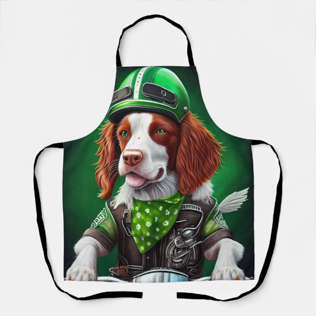 Brittany Spaniel Fahrrad St. Patrick's Day Schürze (Vorderseite)