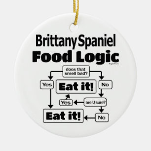 Brittany Spaniel Food Logic Keramik Ornament