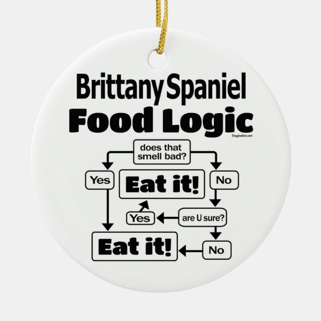 Brittany Spaniel Food Logic Keramik Ornament (Vorne)