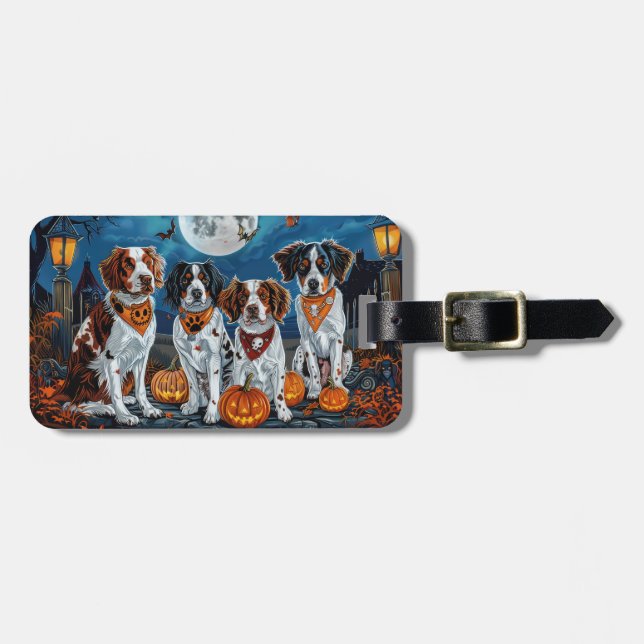 Brittany Spaniel Halloween Spooky Gepäckanhänger (Vorderseite horizontal)