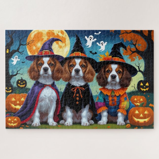 Brittany Spaniel Hogs Pumpkin Halloween Funny (Horizontal)
