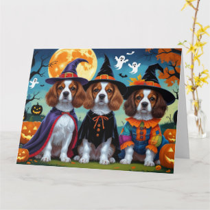 Brittany Spaniel Hogs Pumpkin Halloween Funny Karte