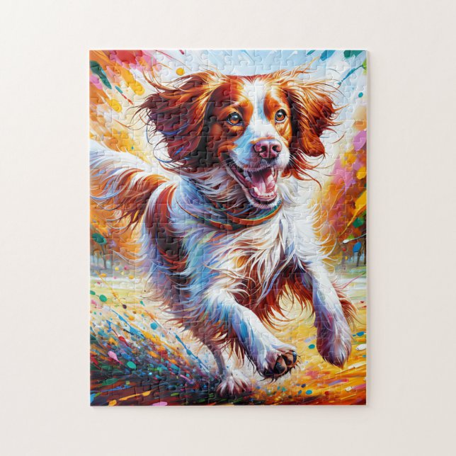 Brittany Spaniel Hund Acrylic Art Print Dog Gesche (Vertikal)