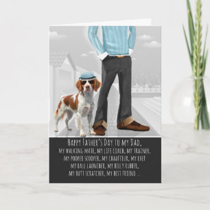Brittany Spaniel Hund und Papa zum Vatertag Feiertagskarte