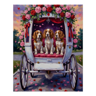Brittany Spaniel Hund Valentinstag Poster
