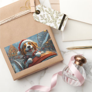 Brittany Spaniel Hund Weihnachten Rechteckiger Aufkleber