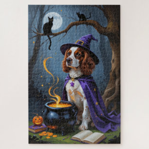 Brittany Spaniel Hund Whimsical Halloween-Malerei