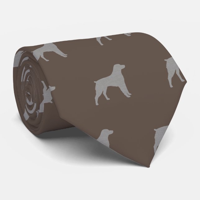 Brittany Spaniel Hunde Silhouetten Muster Krawatte (Gerollt)