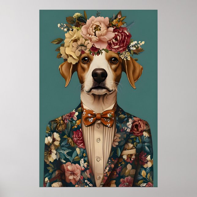 Brittany Spaniel im Anzug Poster, Brittany Poster (Vorne)
