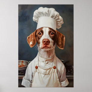 Brittany Spaniel in Kochmütze Poster, Haustierpost Poster