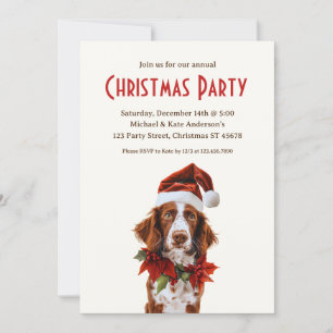 Brittany Spaniel in Weihnachtsmannmütze Dog Weihna Einladung