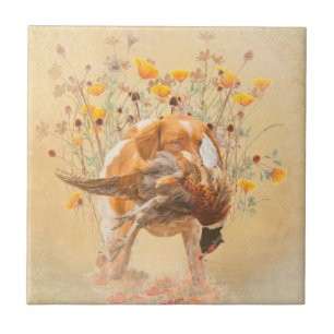 Brittany Spaniel, Jagd Fasan Coffee Tasse T-Sh Fliese