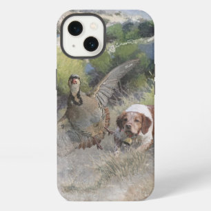 Brittany Spaniel jagt Chukarhuhn, Kunst iPhone Hülle