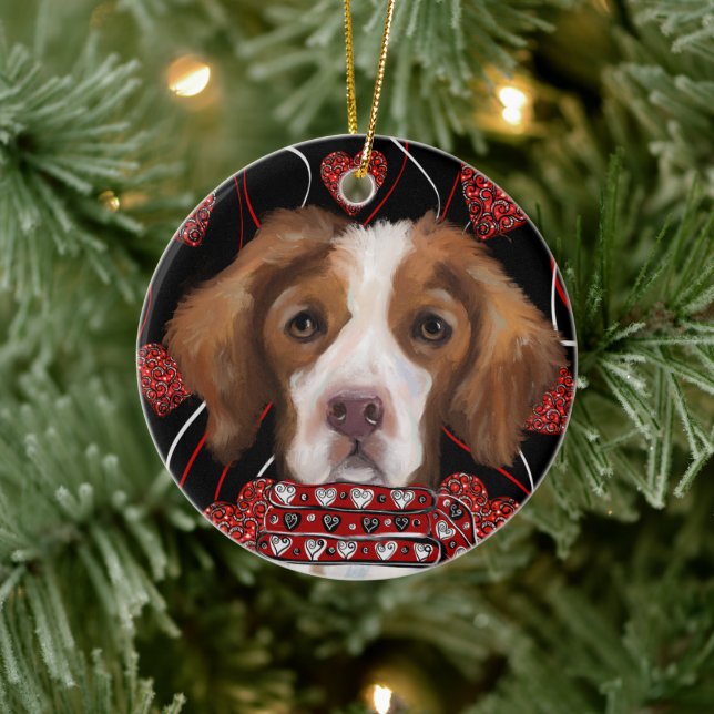 Brittany Spaniel Keramik Ornament (Baum)