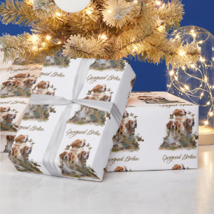 Brittany Spaniel , Leidenschaft für Vögel Geschenkpapier
