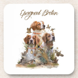 Brittany Spaniel , Leidenschaft für Vögel Getränkeuntersetzer