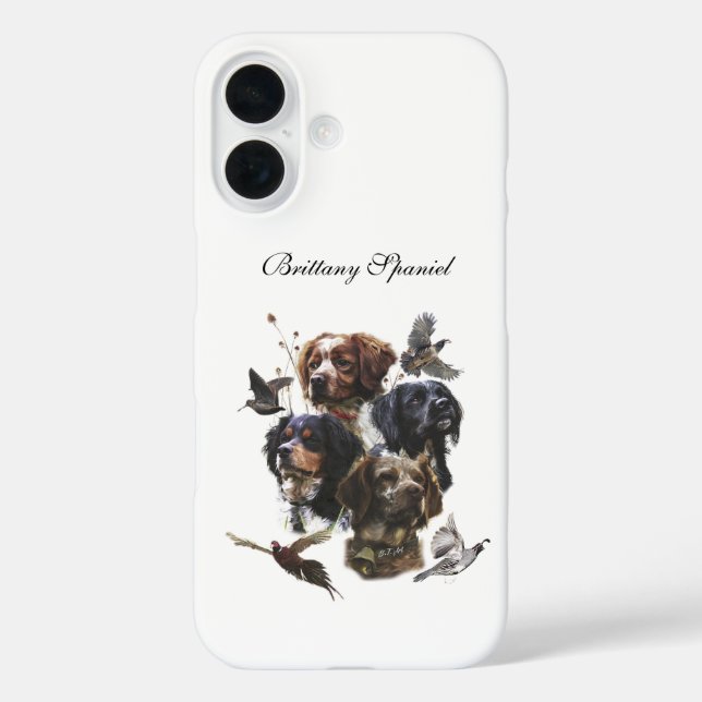 Brittany Spaniel , Leidenschaft für Vögel iPhone 16 Hülle (Rückseite)