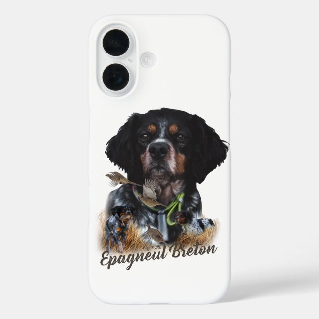 Brittany Spaniel , Leidenschaft für Vögel iPhone 16 Hülle (Rückseite)
