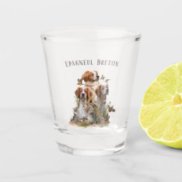 Brittany Spaniel , Leidenschaft für Vögel Schnapsglas