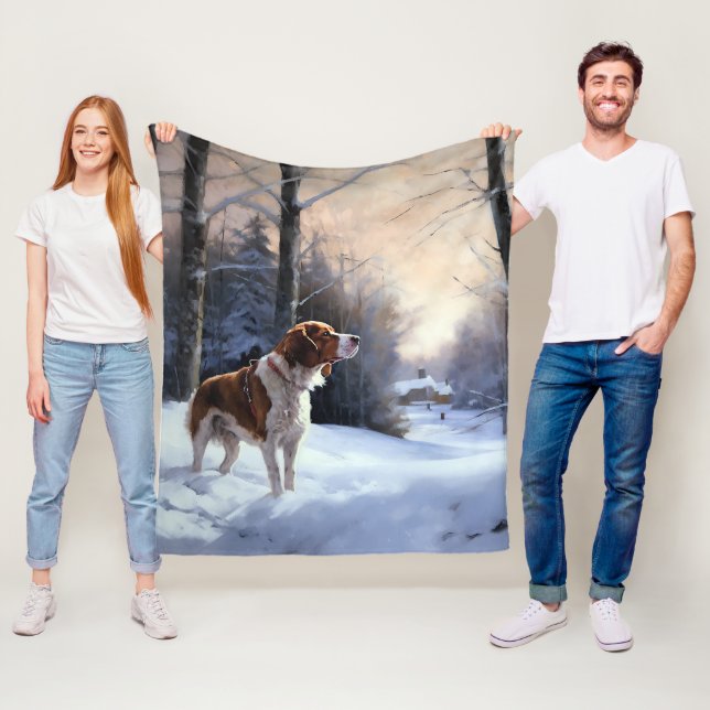 Brittany Spaniel Let It Snow Weihnachten Fleecedecke (Beispiel)