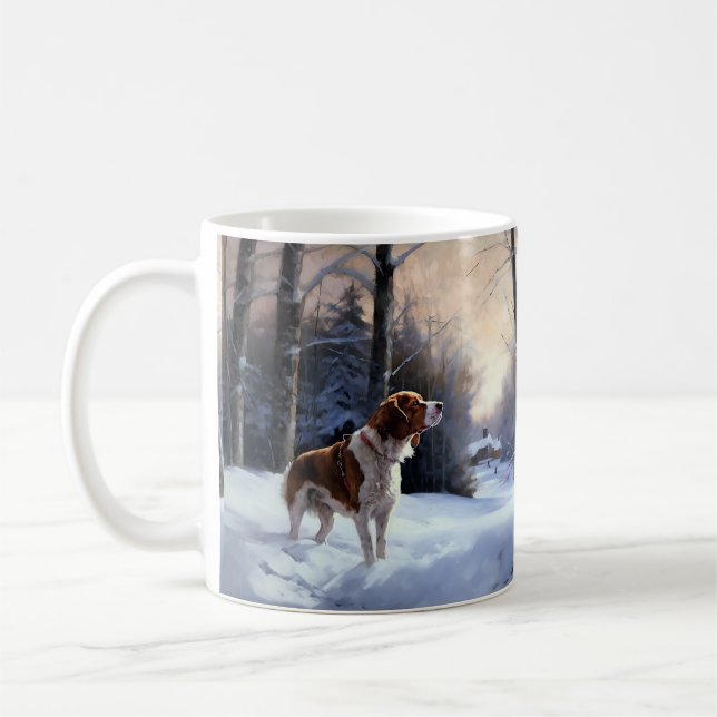Brittany Spaniel Let It Snow Weihnachten Kaffeetasse (Links)