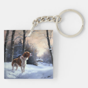 Brittany Spaniel Let It Snow Weihnachten Schlüsselanhänger
