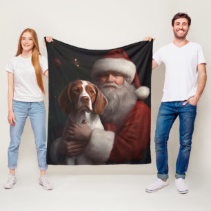 Brittany Spaniel mit dem Weihnachtsmann Weihnachte Fleecedecke
