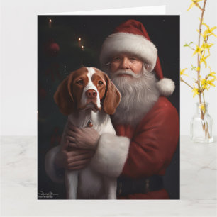 Brittany Spaniel mit Weihnachten im Weihnachtsmann Karte