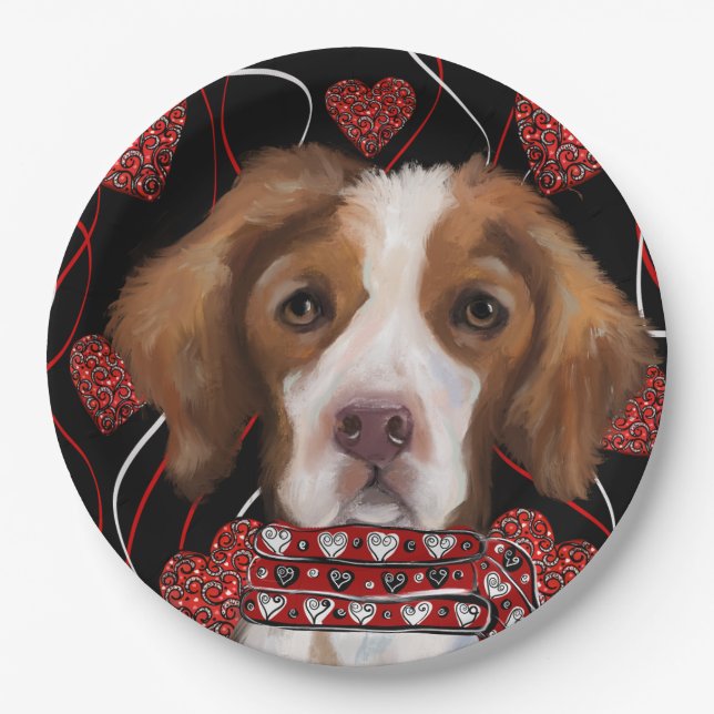 Brittany Spaniel Pappteller (Vorderseite)