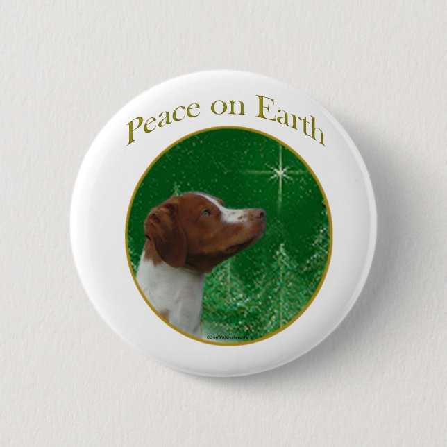 Brittany Spaniel Peace Button (Vorderseite)
