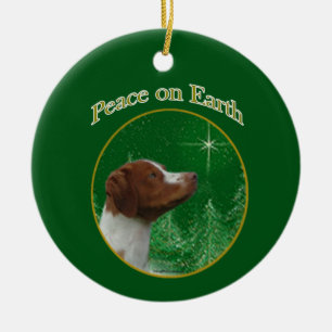 Brittany Spaniel Peace Keramik Ornament