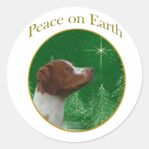 Brittany Spaniel Peace Runder Aufkleber