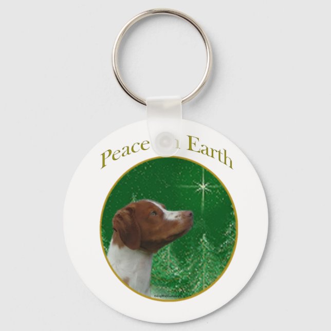 Brittany Spaniel Peace Schlüsselanhänger (Vorderseite)