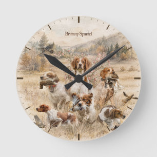 Brittany Spaniel Runde Wanduhr