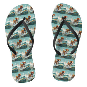 Brittany Spaniel Strand Surfen Malerei Flip Flops