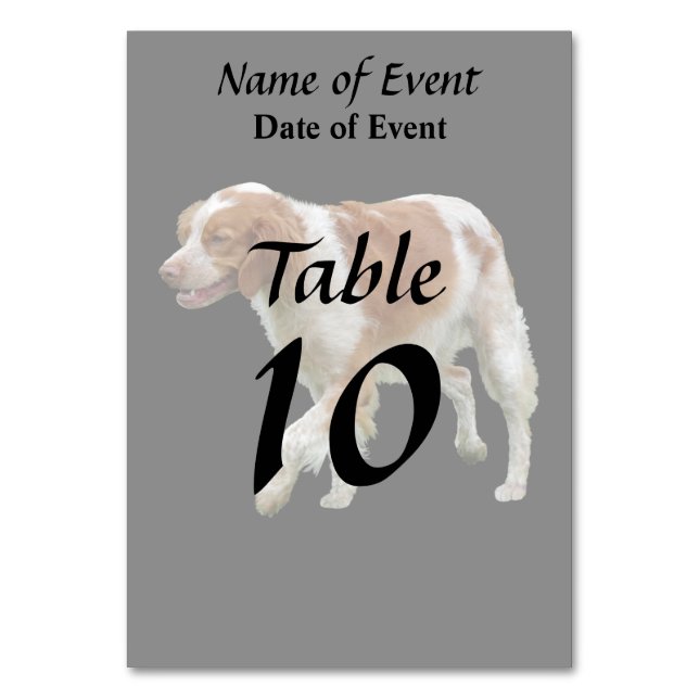 Brittany Spaniel Tischnummer (Vorderseite)