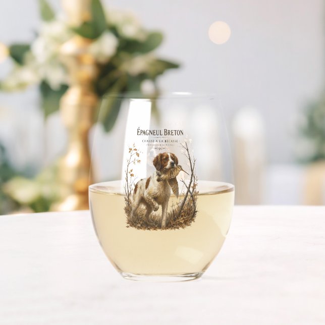 Brittany Spaniel und Waldschnepfe  Weinglas Ohne Stiel (Insitu (Hochzeit))