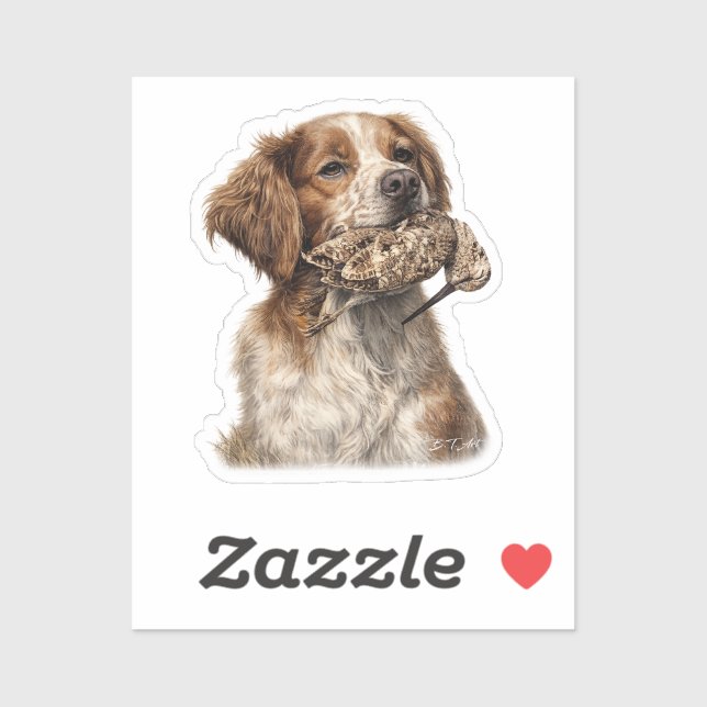 Brittany Spaniel & Waldschnepfenjagd Aufkleber (Blatt)